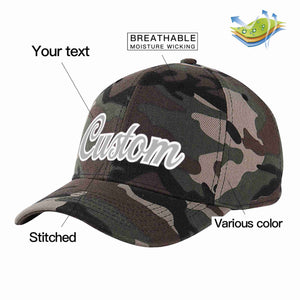 Casquette de baseball de sport incurvée gris-blanc camouflage personnalisée pour hommes/femmes/jeunes