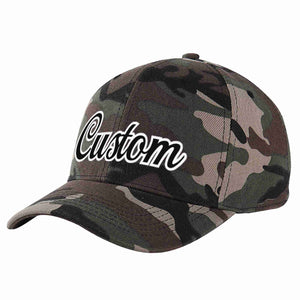 Conception de casquette de baseball de sport à avant-toit incurvé noir-blanc camouflage personnalisé pour hommes/femmes/jeunes