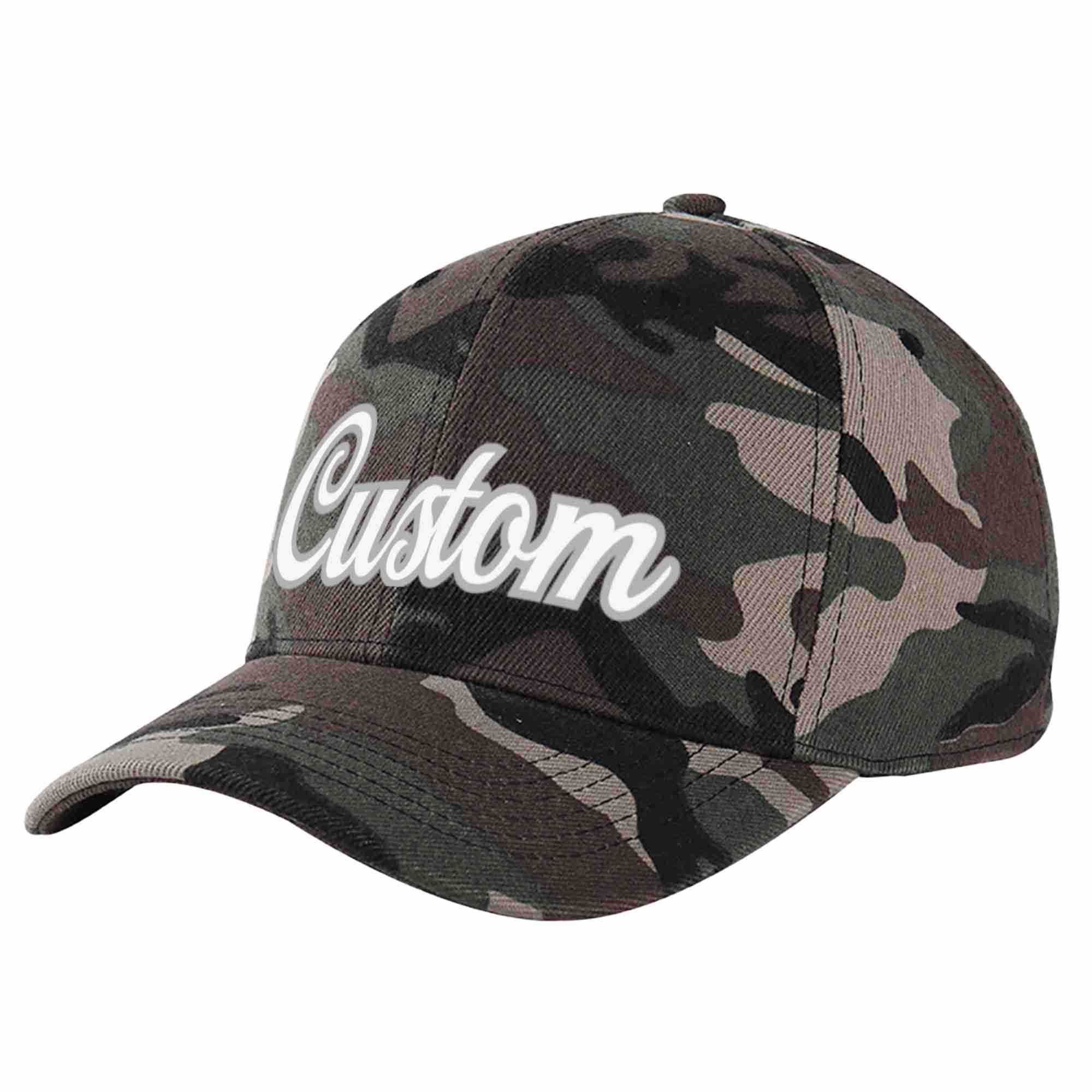 Custom Camo White-Gray Curved Eaves Sport Baseball Cap Design for Men/Women/Youth