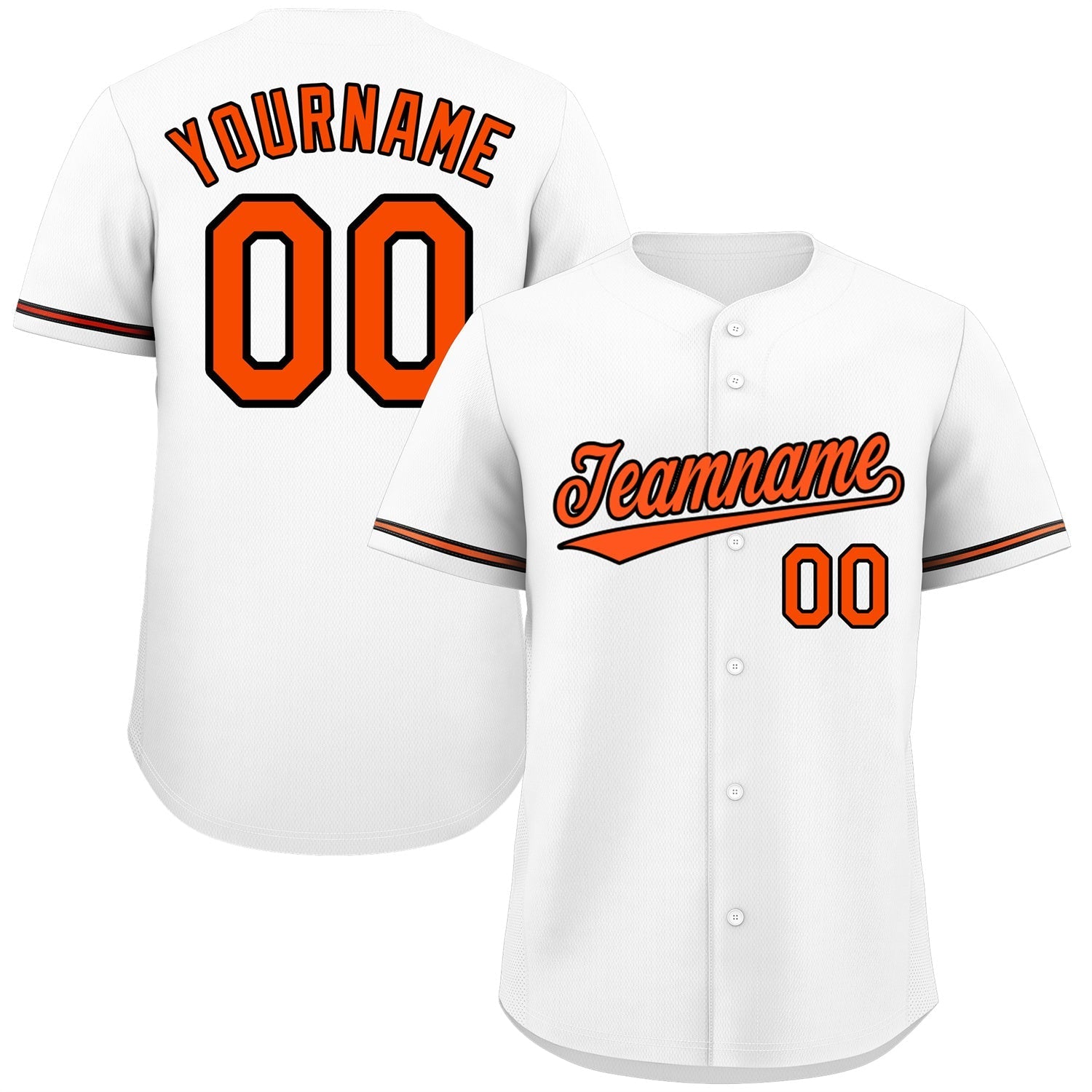 Maillot de baseball authentique de style classique blanc orange-noir personnalisé