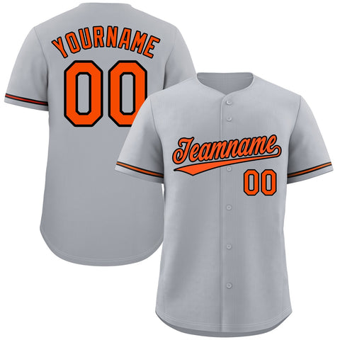 Custom Gray Orange-Black Classic Style Authentic Baseball Jersey