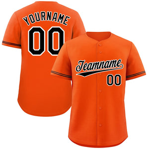 Custom Orange Black-White Classic Style Authentic Baseball Jersey