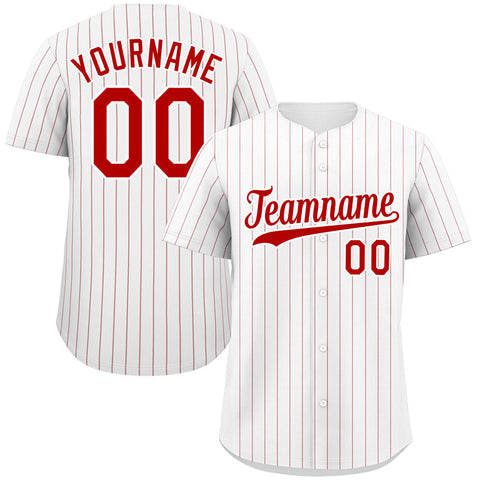 Custom White Red Stripe Fashion Authentic Baseball Jersey