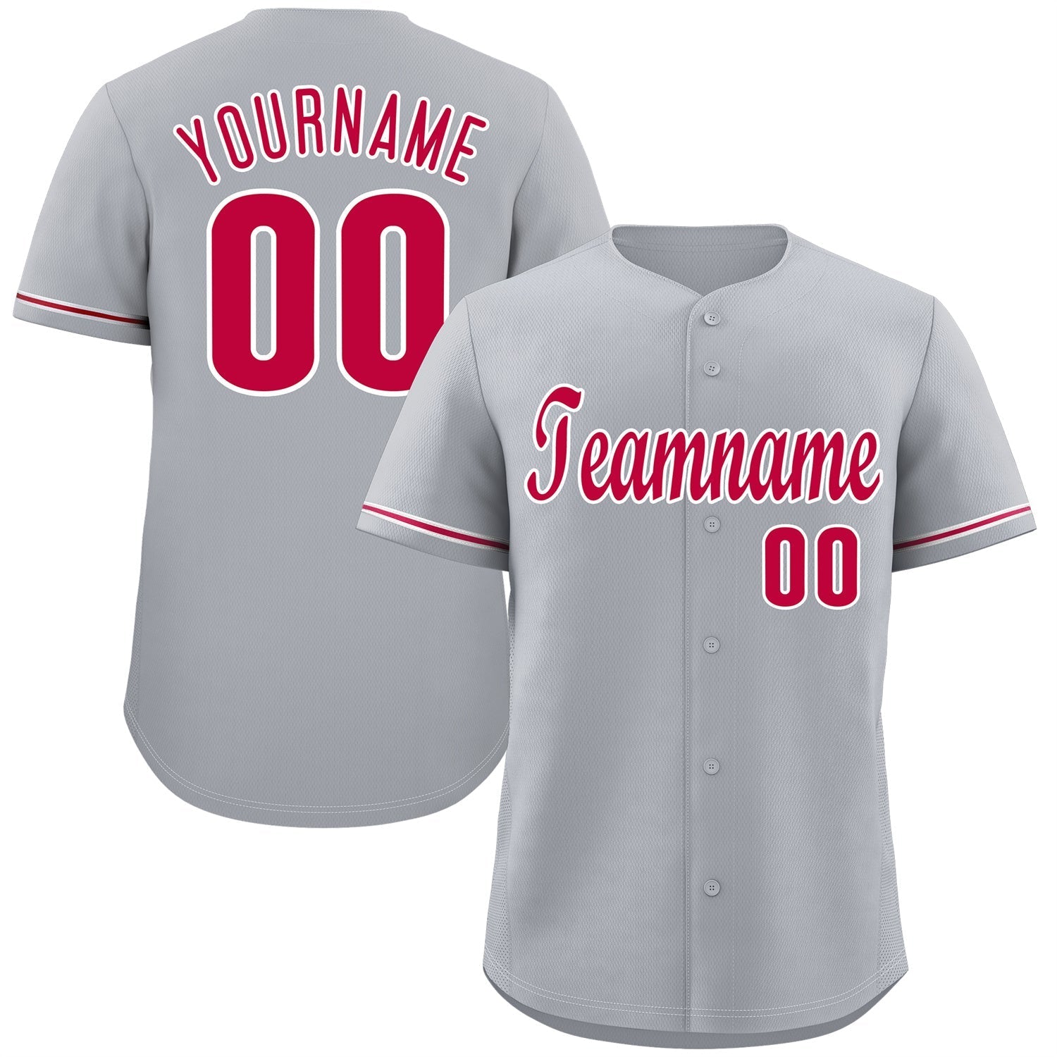 Maillot de baseball authentique de style classique gris rouge-blanc personnalisé