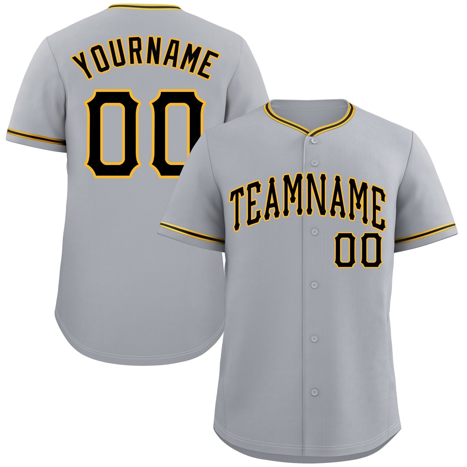 Custom Gray Black-Gold Classic Style Authentic Baseball Jersey