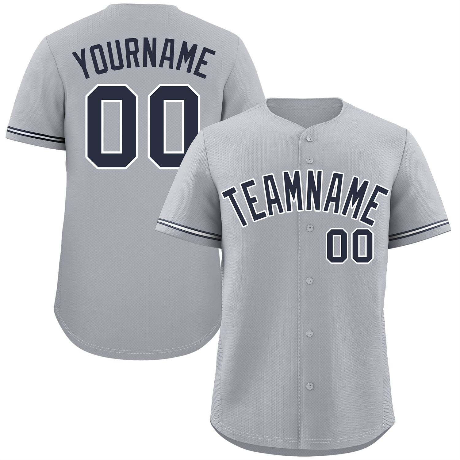 Maillot de baseball authentique de style classique gris marine-blanc personnalisé