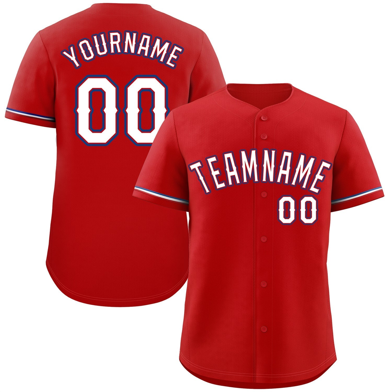 Custom Red White-Navy Classic Style Authentic Baseball Jersey