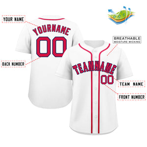 Maillot de baseball authentique de style classique blanc rouge-marine personnalisé