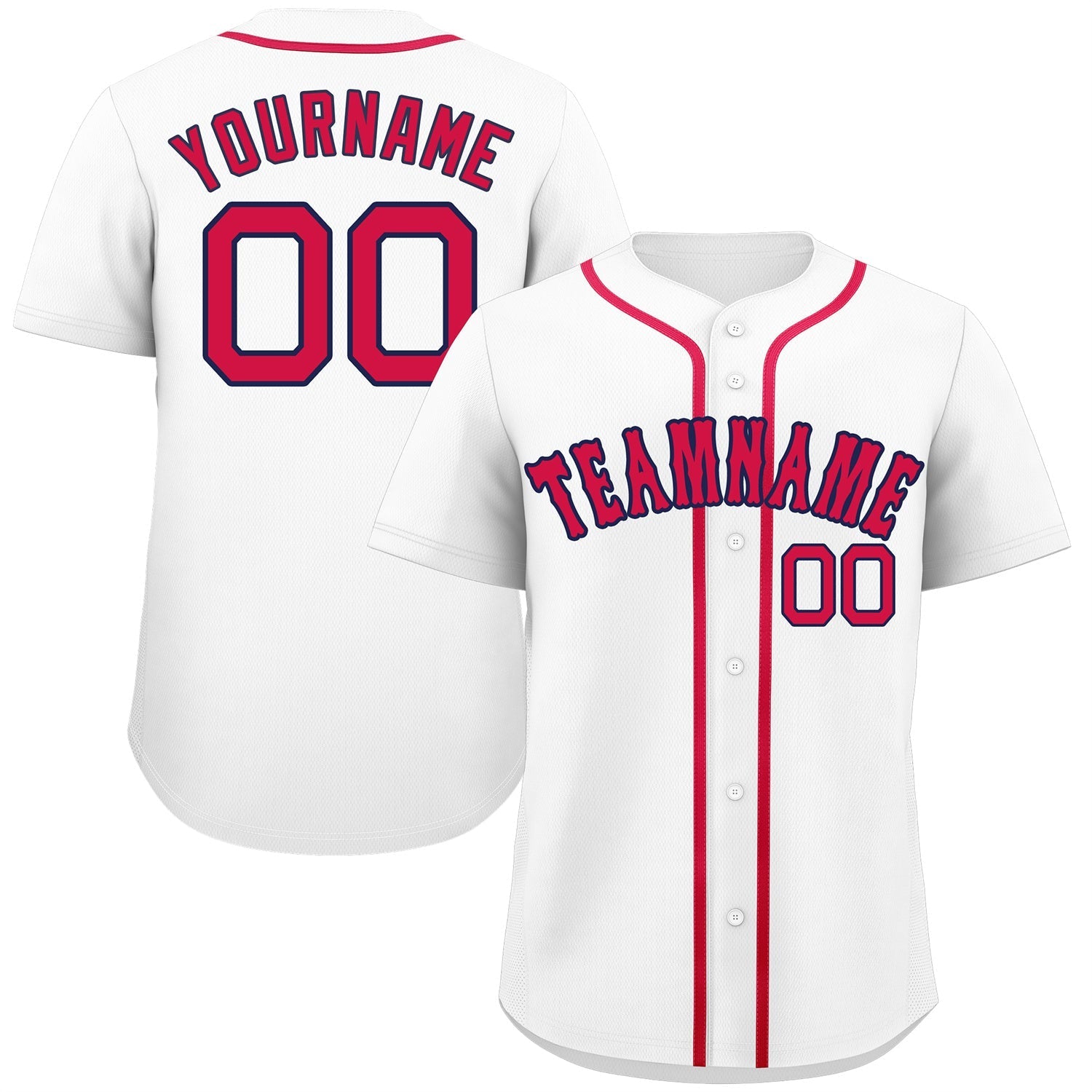 Maillot de baseball authentique de style classique blanc rouge-marine personnalisé