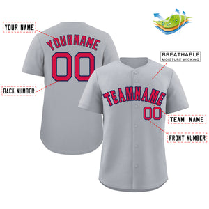 Custom Gray Red-Navy Classic Style Authentic Baseball Jersey