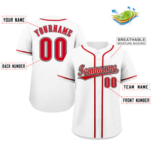 Custom White Red-Black Classic Style Authentic Baseball Jersey