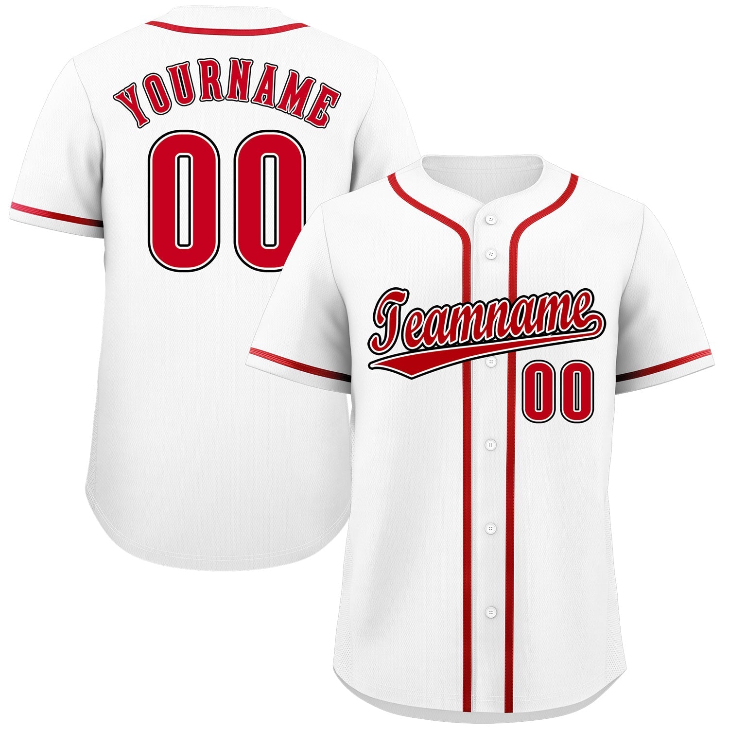 Custom White Red-Black Classic Style Authentic Baseball Jersey