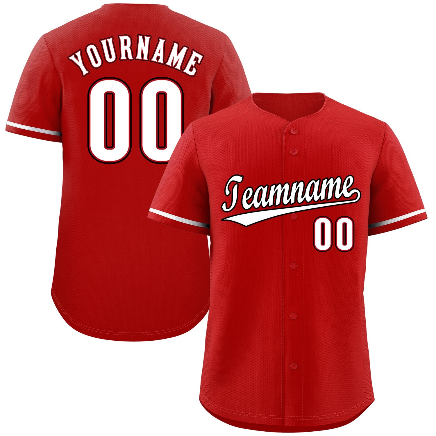 Custom Red White-Black Classic Style Authentic Baseball Jersey