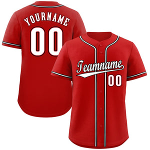 Custom Red White-Black Classic Style Authentic Baseball Jersey