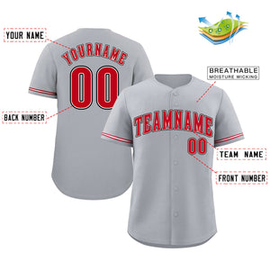 Custom Gray Red-Black Classic Style Authentic Baseball Jersey