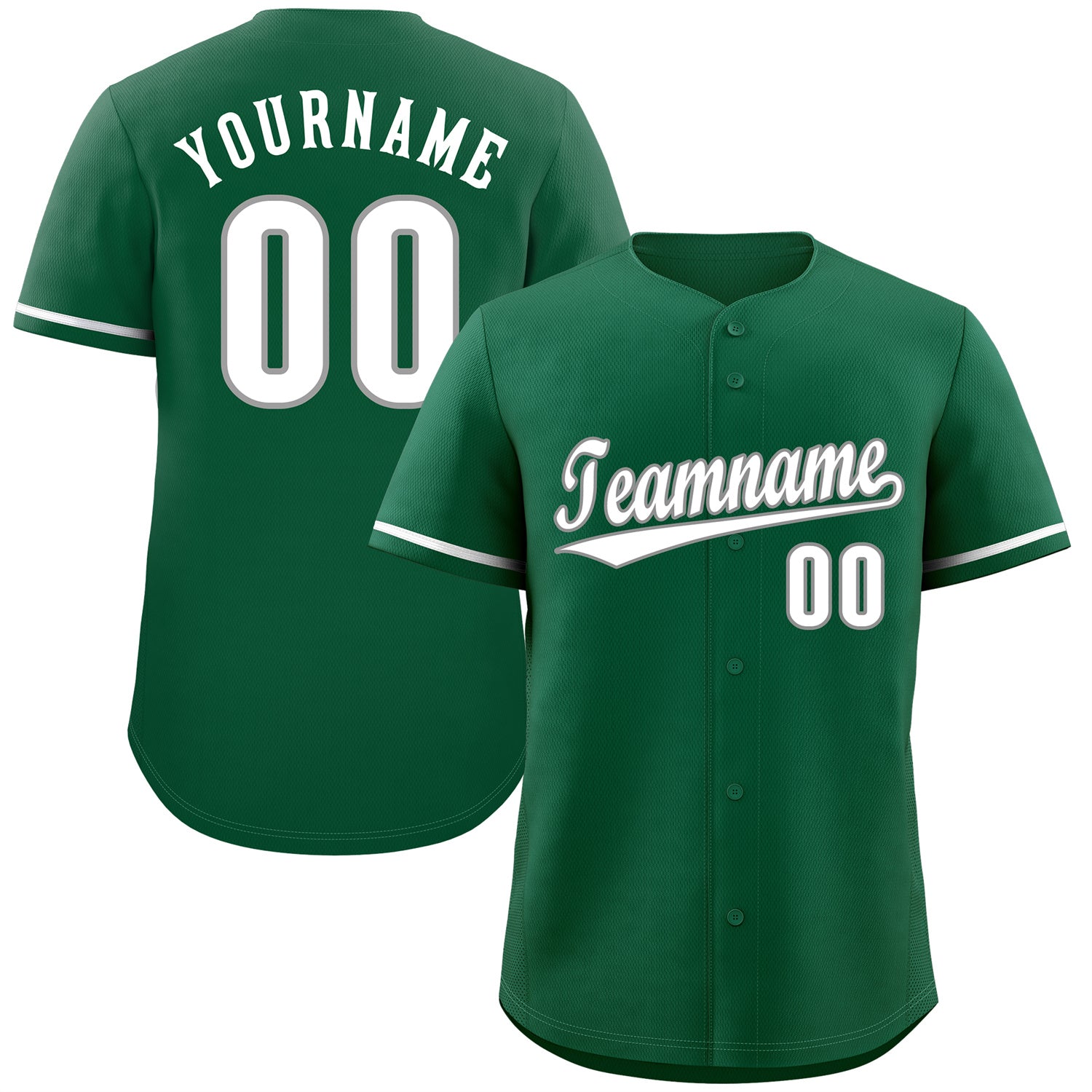 Custom Kelly Green White-Gray Classic Style Authentic Baseball Jersey