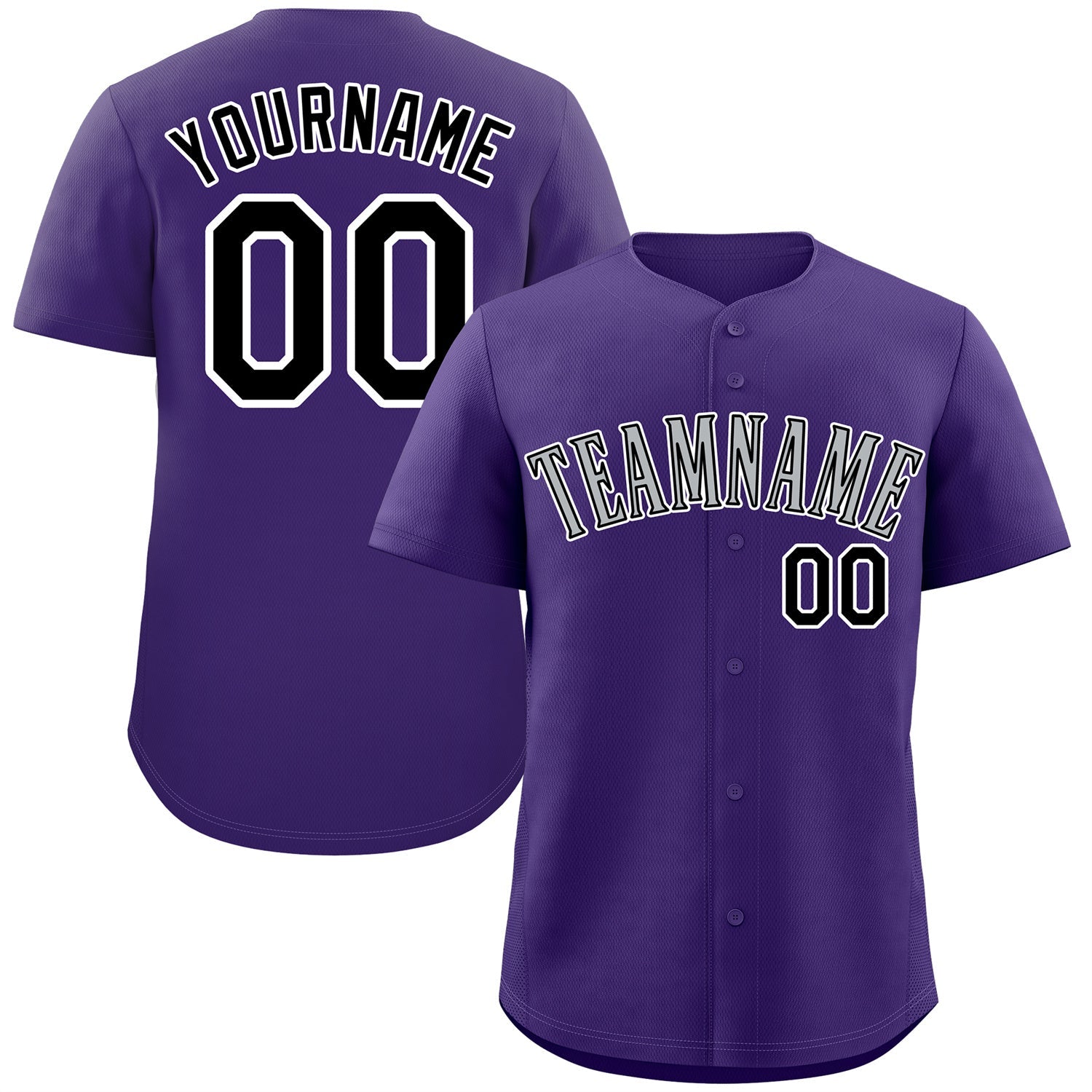 Maillot de baseball authentique de style classique violet gris-blanc personnalisé