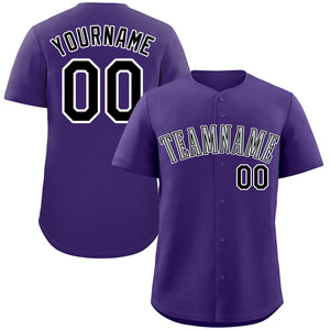 Maillot de baseball authentique de style classique violet gris-blanc personnalisé