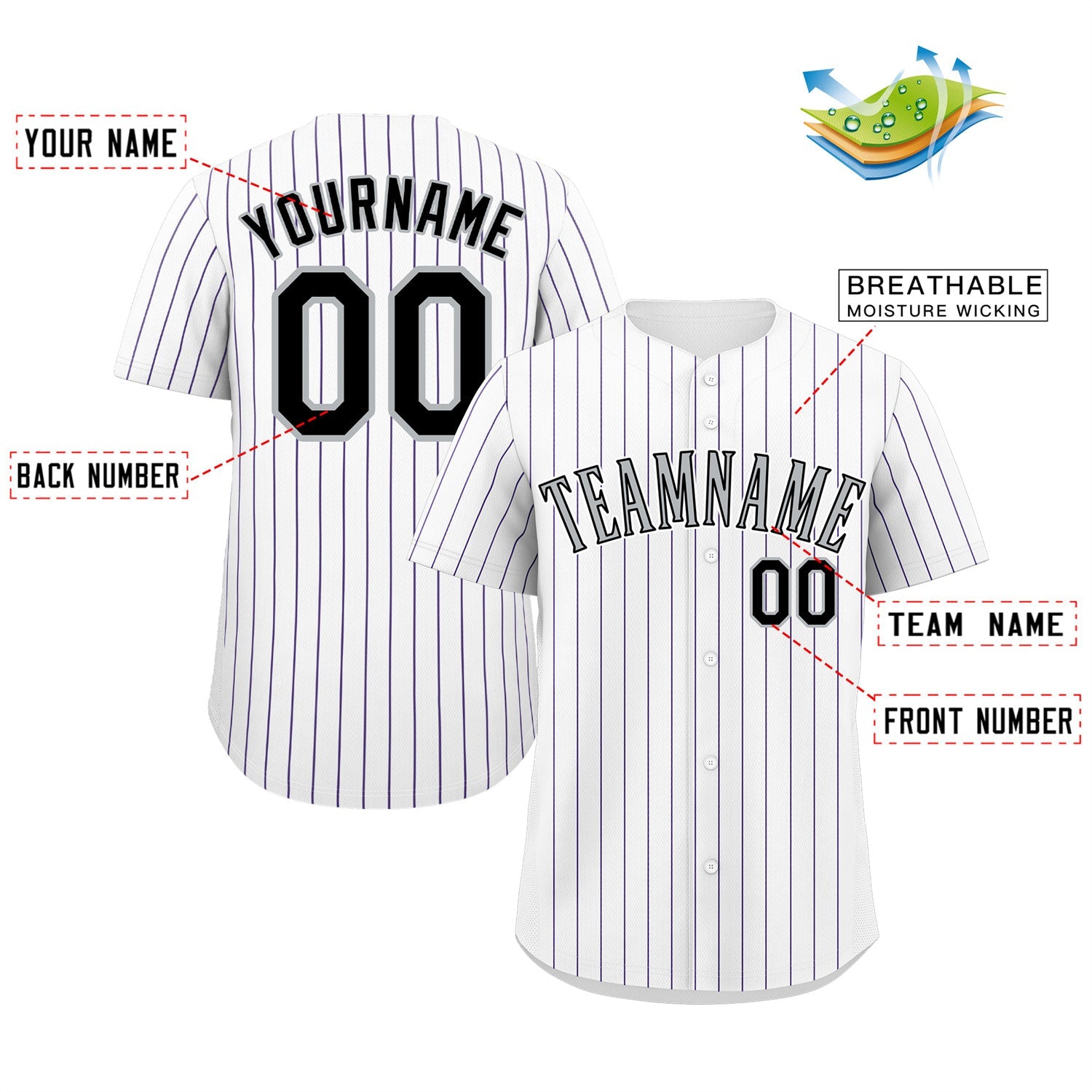 Custom White Gray-Black Stripe Fashion Authentic Baseball Jersey