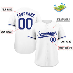 Maillot de baseball authentique de style classique blanc marine personnalisé