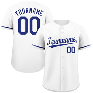 Maillot de baseball authentique de style classique blanc marine personnalisé