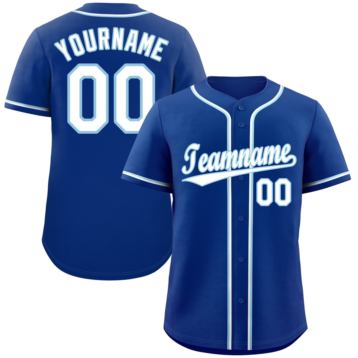 Custom Royal White-Light Blue Classic Style Authentic Baseball Jersey