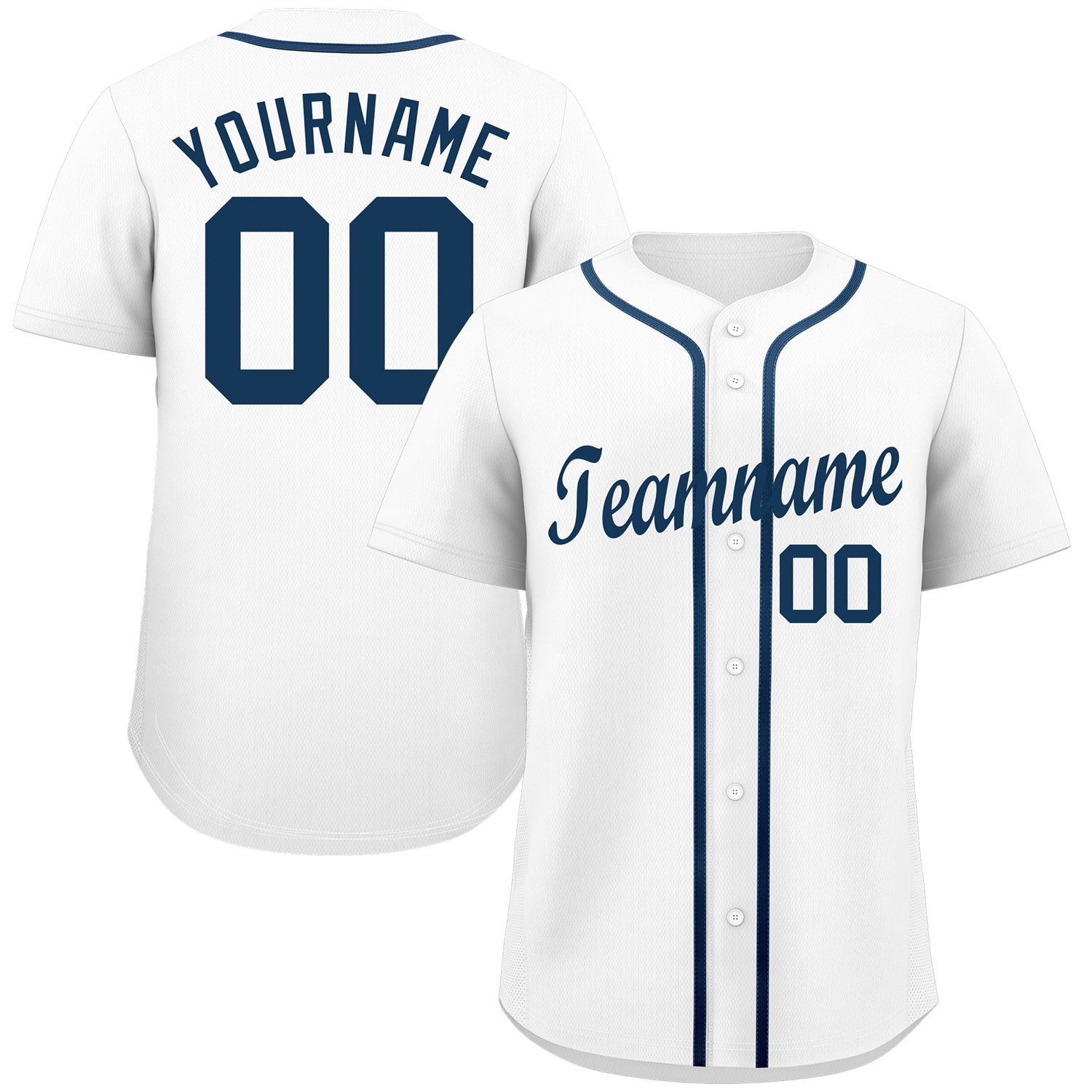 Maillot de baseball authentique de style classique blanc marine personnalisé