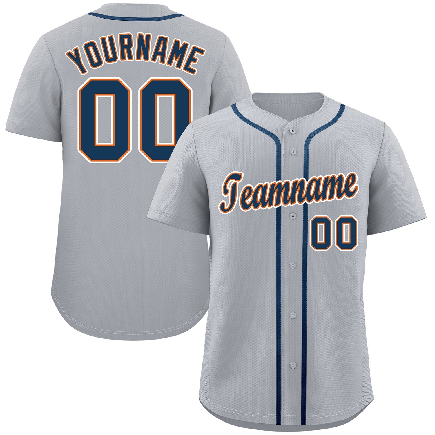 Custom Gray Navy-White Classic Style Authentic Baseball Jersey