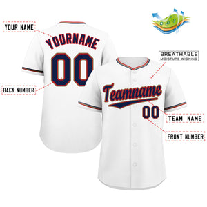 Custom White Navy-Old Gold Classic Style Authentic Baseball Jersey