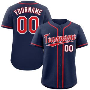 Custom Navy Red-White Classic Style Authentic Baseball Jersey