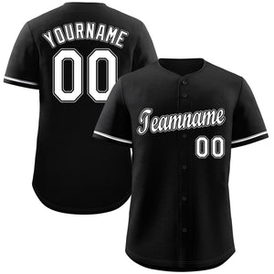 Maillot de baseball authentique de style classique noir blanc-gris personnalisé