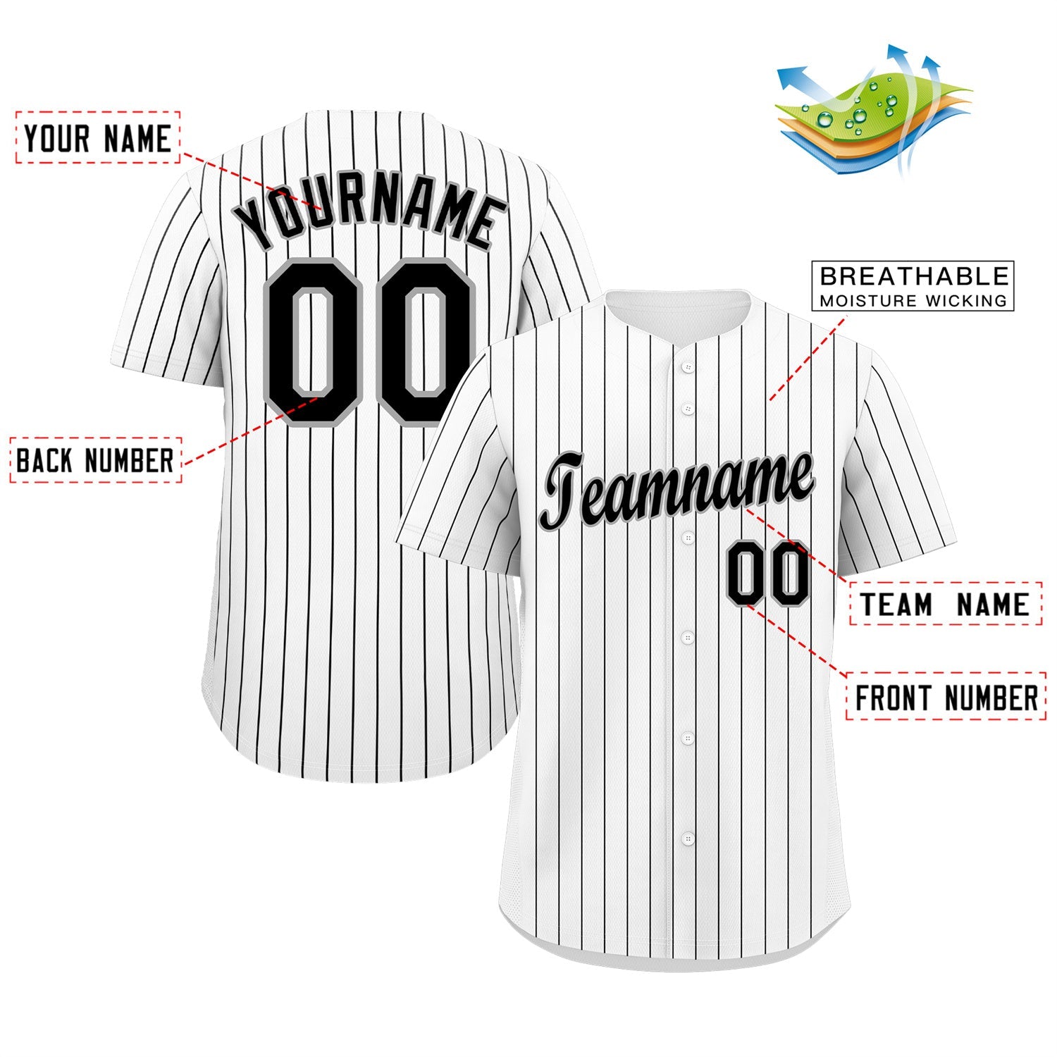 Custom White Black-Gray Stripe Fashiuon Authentic Baseball Jersey