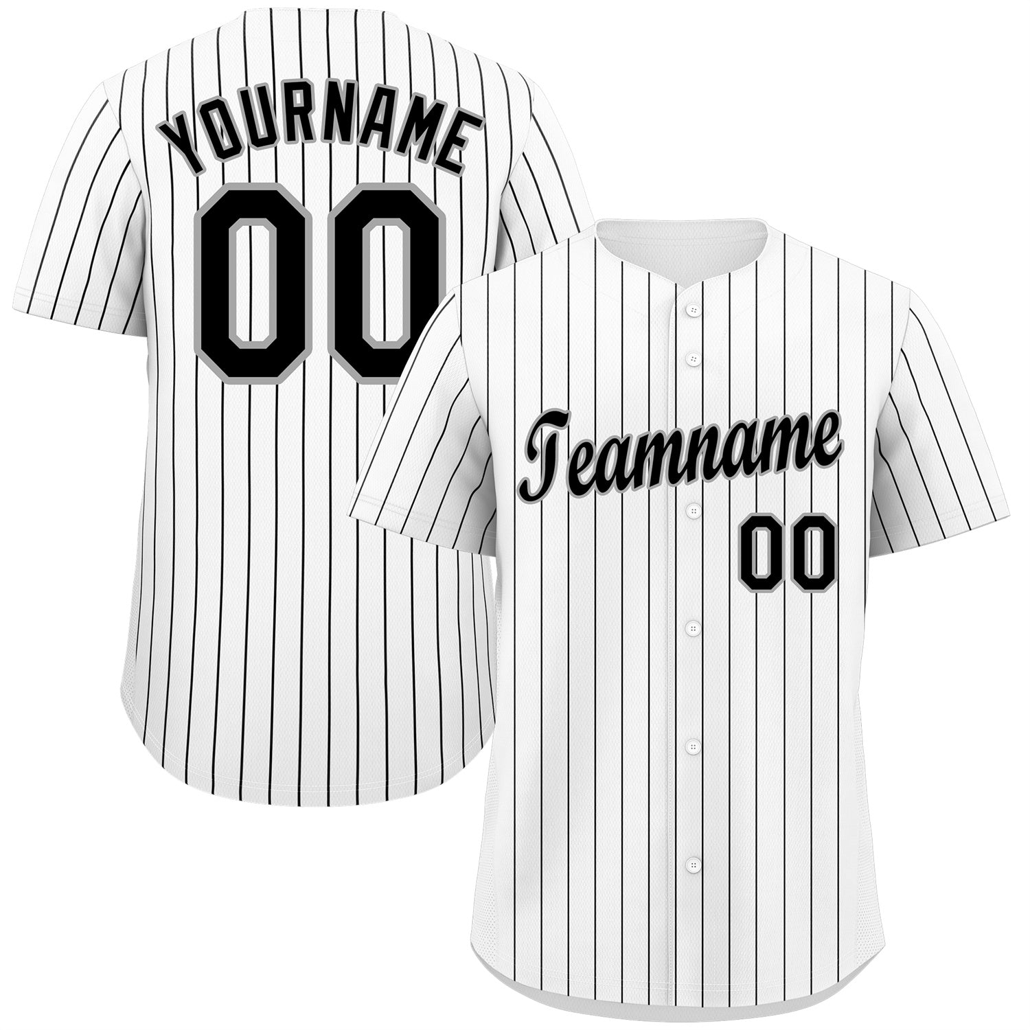 Maillot de baseball personnalisé à rayures noires et grises, personnalisé, authentique, à la mode