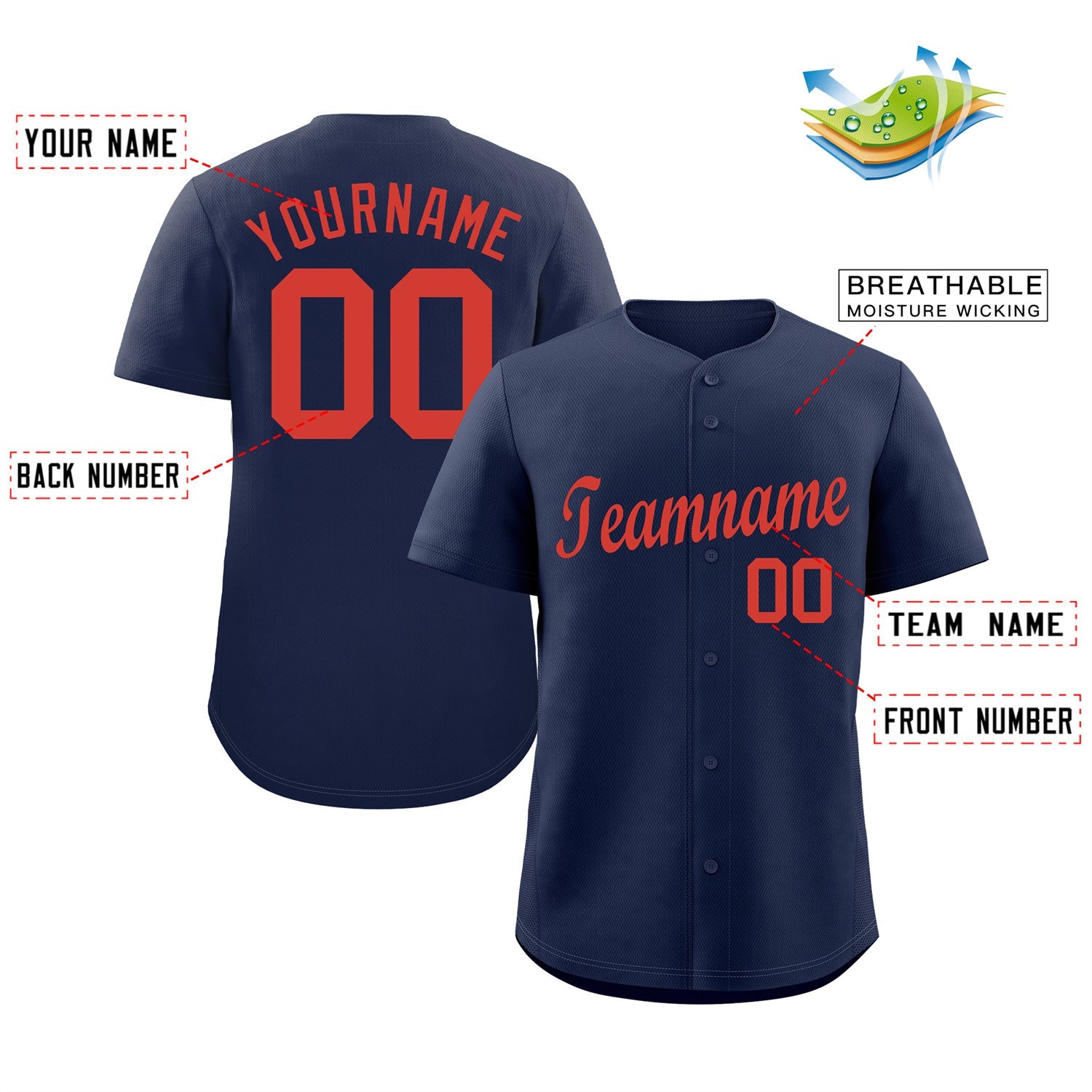 Custom Navy Orange Classic Style Authentic Baseball Jersey