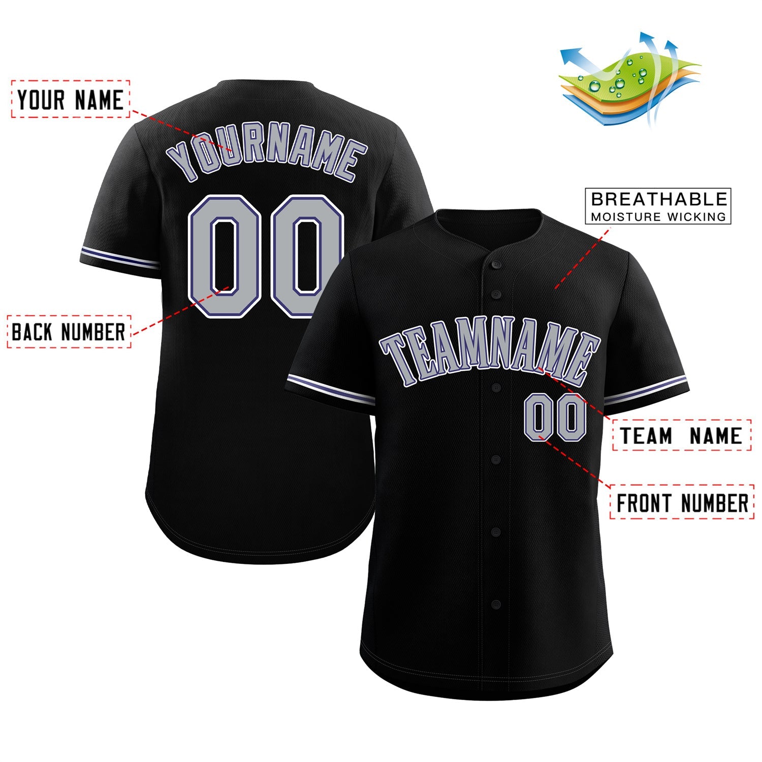 Custom Black Gray-White Bull Classic Style Authentic Baseball Jersey