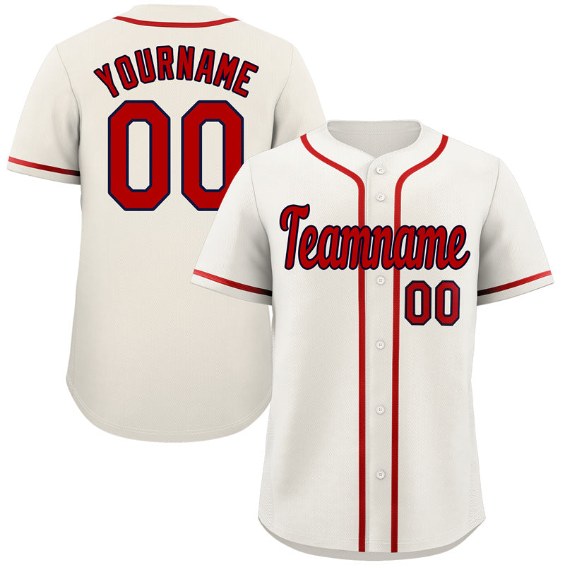 Custom Cream Red-Navy Classic Style Authentic Baseball Jersey