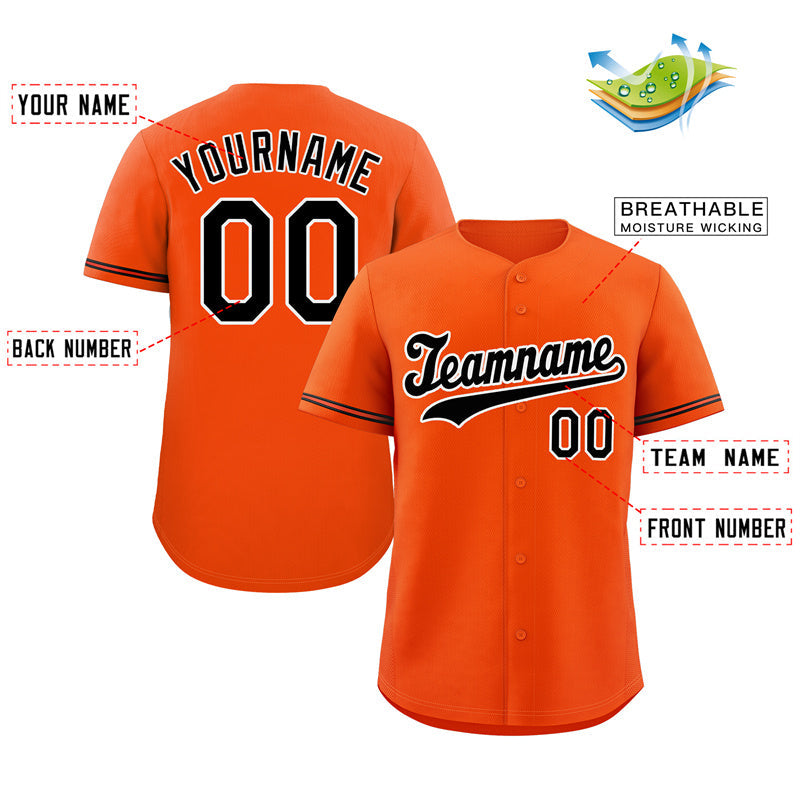 Custom Orange Black-White Hook Classic Style Authentic Baseball Jersey