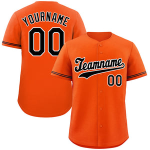 Custom Orange Black-White Hook Classic Style Authentic Baseball Jersey