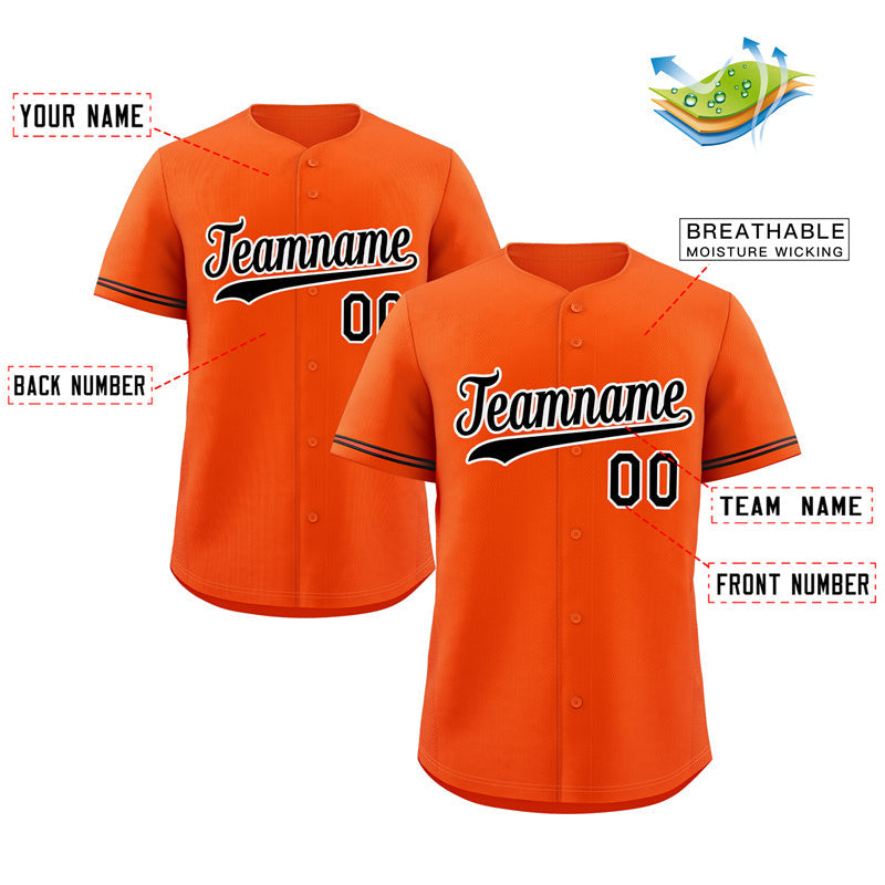 Custom Orange Black-White Hook Classic Style Authentic Baseball Jersey