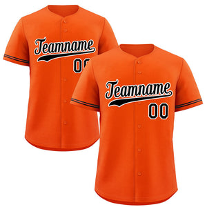 Maillot de baseball authentique de style classique avec crochet orange noir-blanc personnalisé