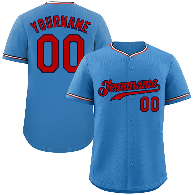 Custom Light Blue Red-Navy Classic Style Authentic Baseball Jersey