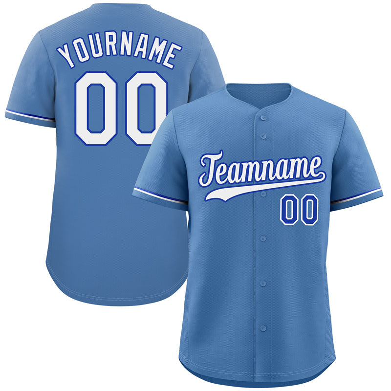 Custom Light Blue White-Navy Hook Classic Style Authentic Baseball Jersey