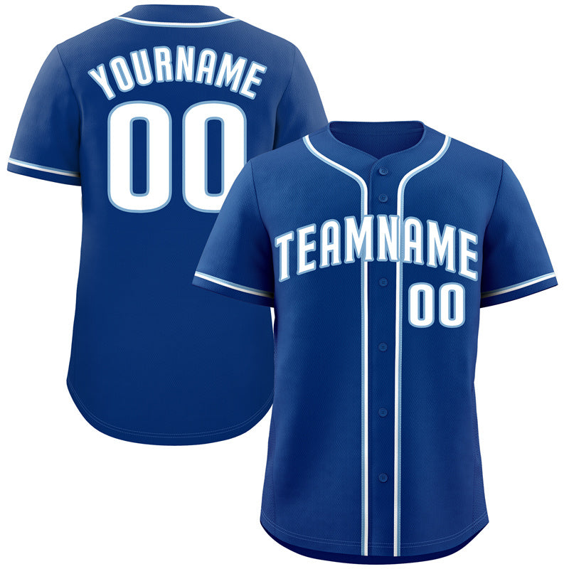 Maillot de baseball authentique de style classique Royal White-Light Blue Bull personnalisé