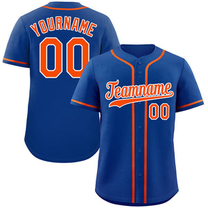 Custom Royal Orange-White Hook Classic Style Authentic Baseball Jersey