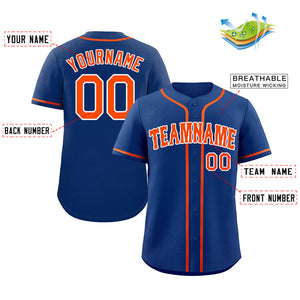 Custom Royal Orange-White Bull Classic Style Authentic Baseball Jersey