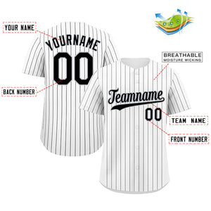 Custom White Black-Gray Hook Stripe Fashion Authentic Baseball Jersey