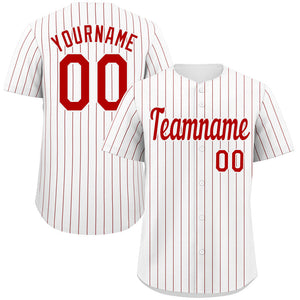 Maillot de baseball authentique à rayures blanches et rouges, personnalisé, à la mode