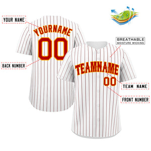 Custom White Red-Gold Bull Stripe Fashion Authentic Baseball Jersey