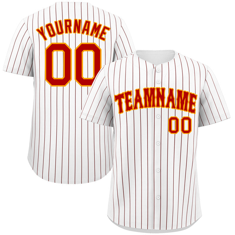 Maillot de baseball personnalisé à rayures de taureau blanc rouge-orange, authentique, à la mode