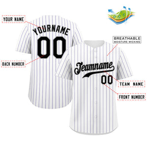Custom White Black-Gray Hook Stripe Fashion Authentic Baseball Jersey